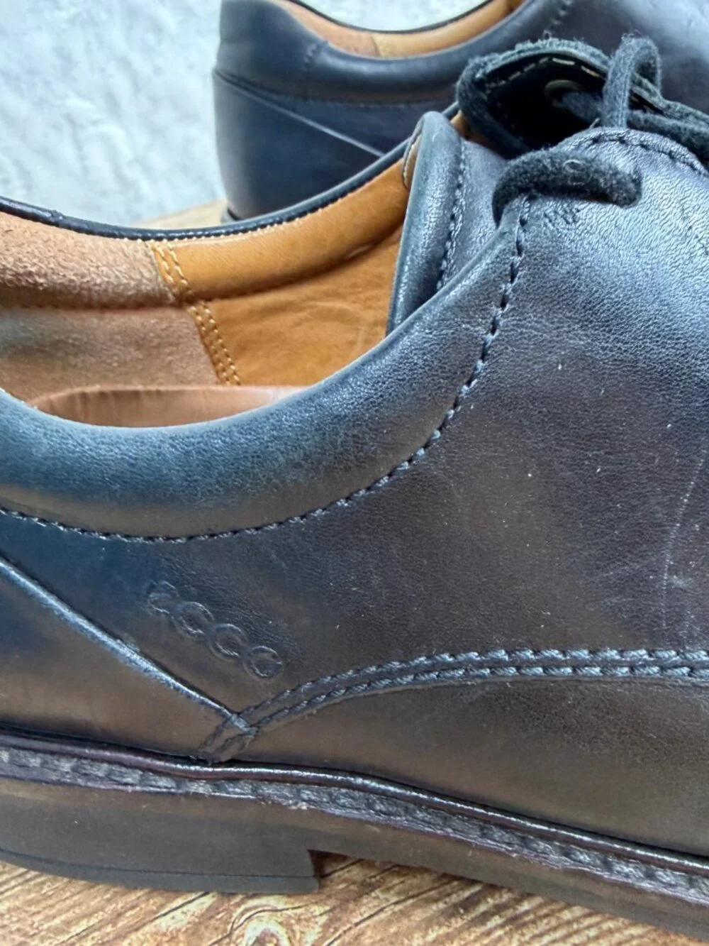ECCO Men's Size 10 Black Leather Lace-Up Dress Shoes Oxford Comfort Classic ECCO